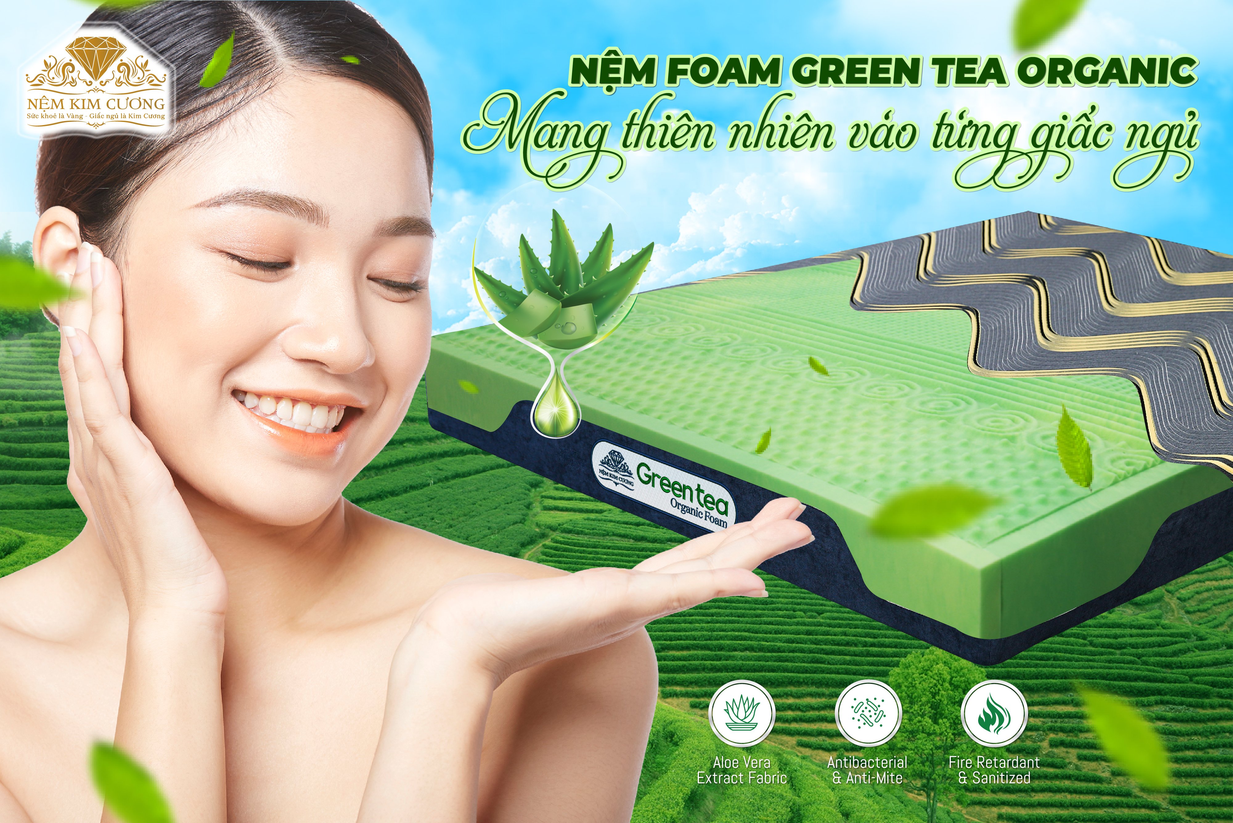 Nệm Foam Green Tea Organic - Nệm trà xanh cho giấc ngủ trong lành